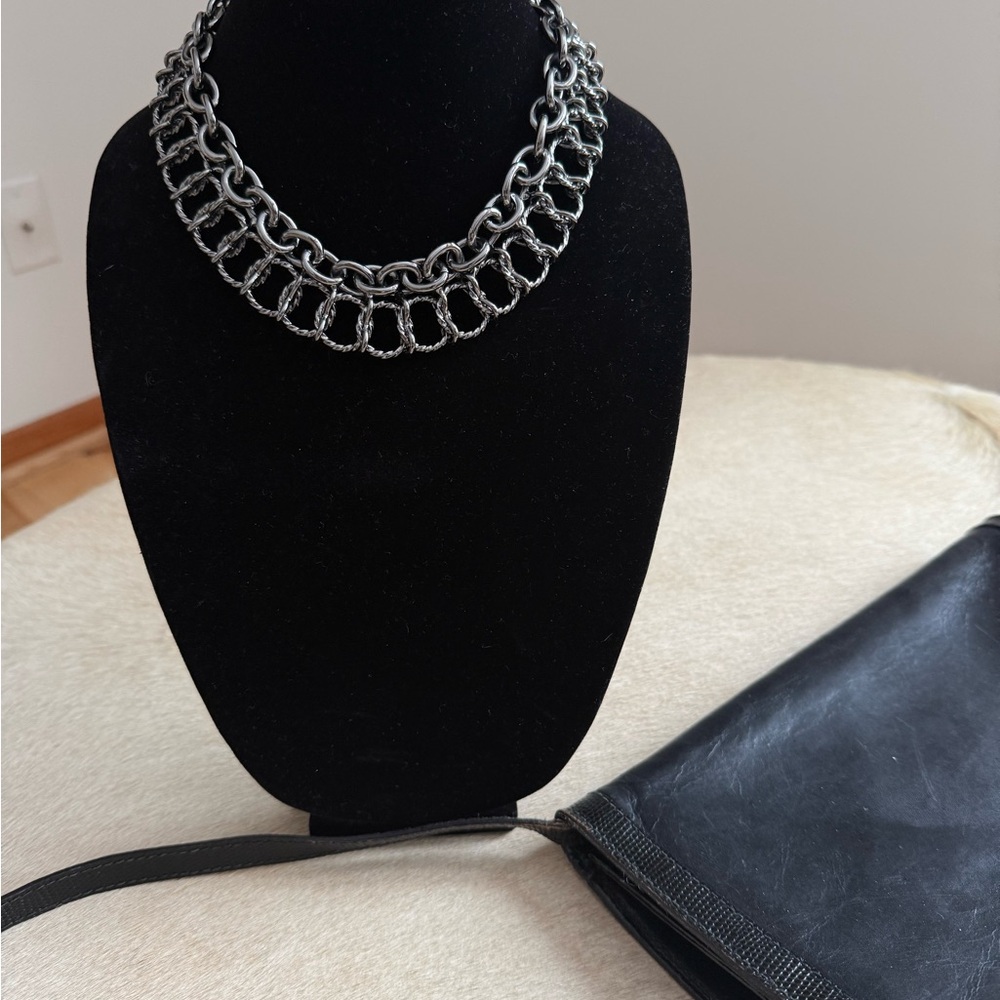 Gun metal silver chain necklace, Byzantine style - Picture 4 of 8